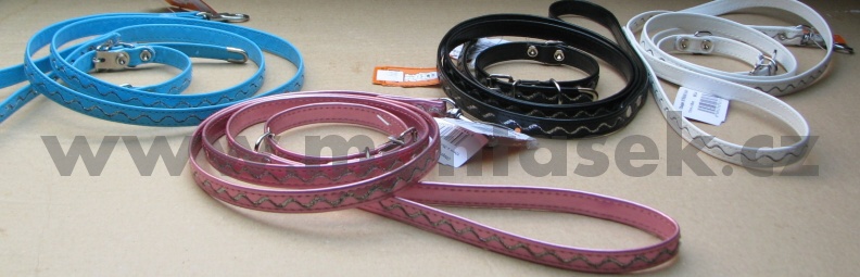 Vodítka pro psy - Vlnky, koženka 10mm