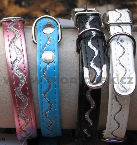 Vodítka pro psy - Vlnky, koženka 10mm