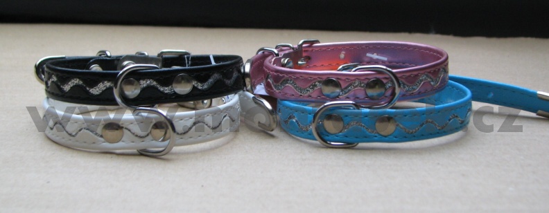 Vodítka pro psy - Vlnky, koženka 10mm