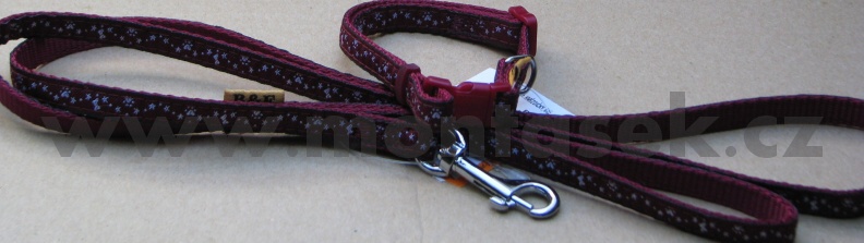 Postroj pro psa Hvězdičky bordo 10mm