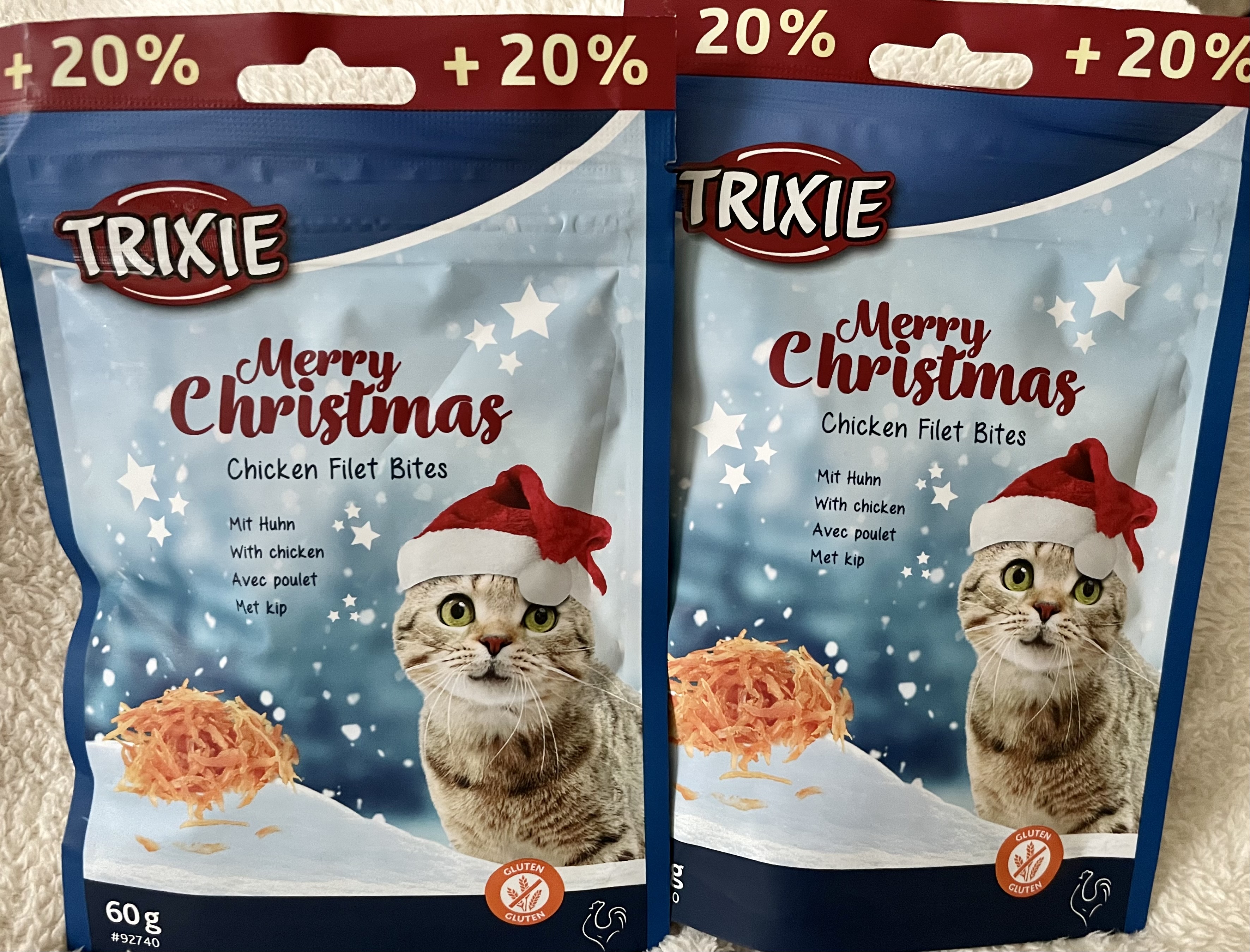 Vánoční pamlsky pro kočky Xmas PREMIO Chicken Filet Bites - kousky kuřecích filet, 60 g