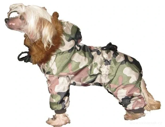 Zimní kombinéza pro psa, maskáč 25cm
