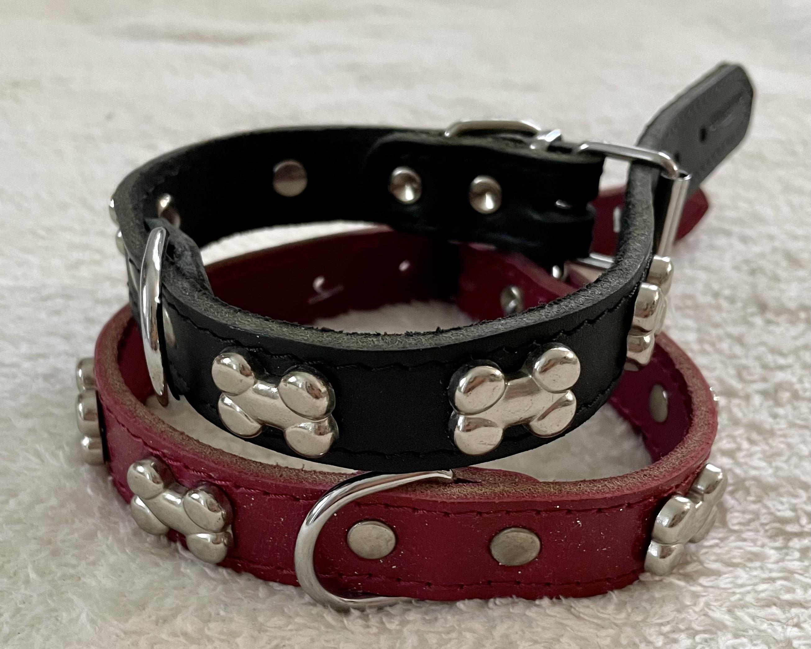 Kožený obojek zdobený - kostičky 20mm černé