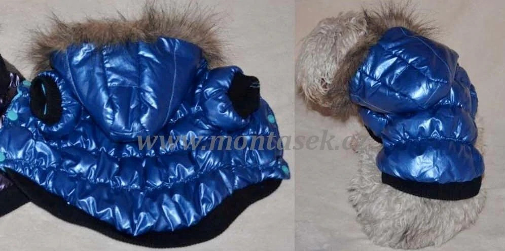 Prošívaná bunda pro psa modrá 24cm