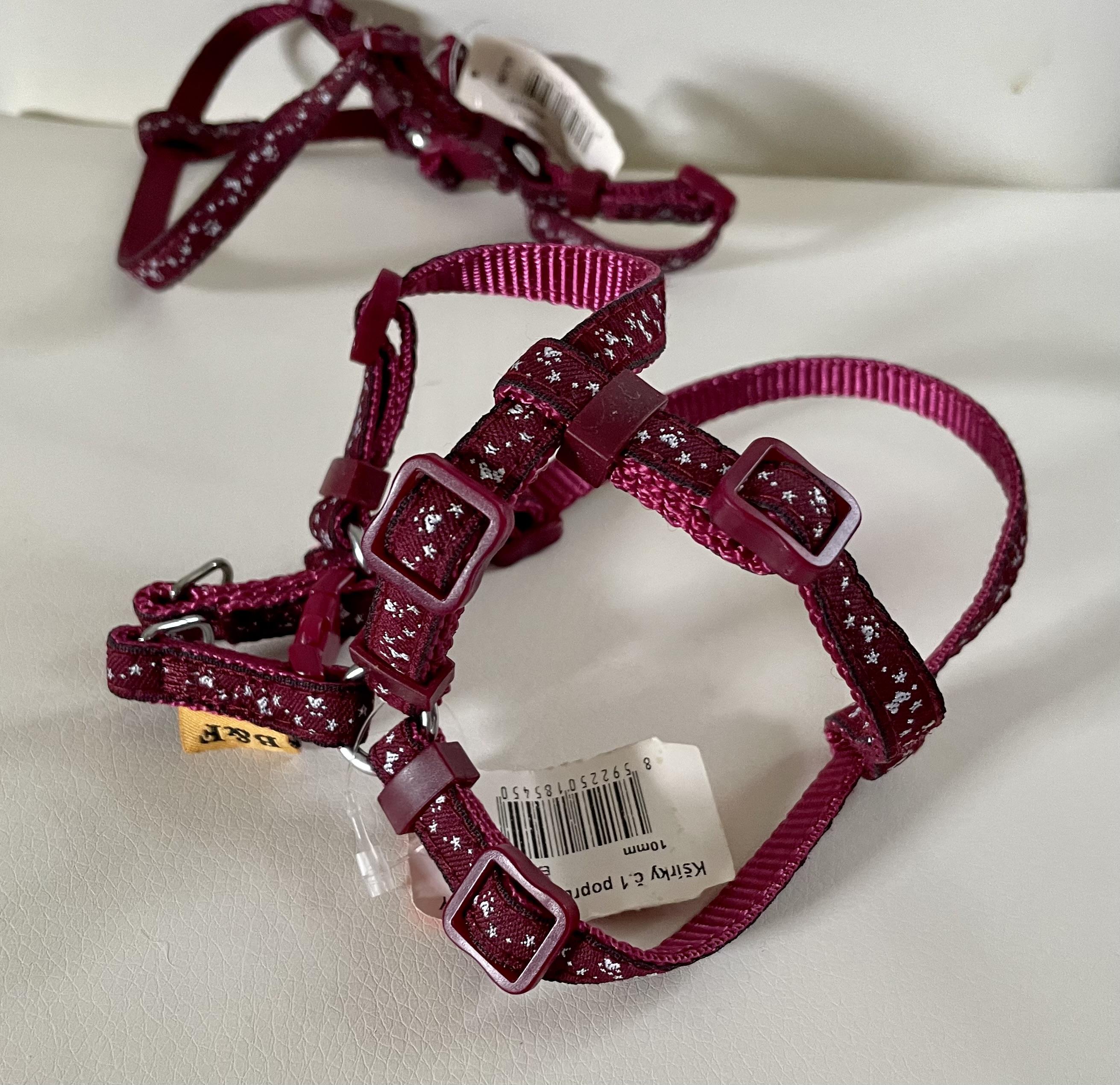Postroj pro psa Hvězdičky bordo 10mm