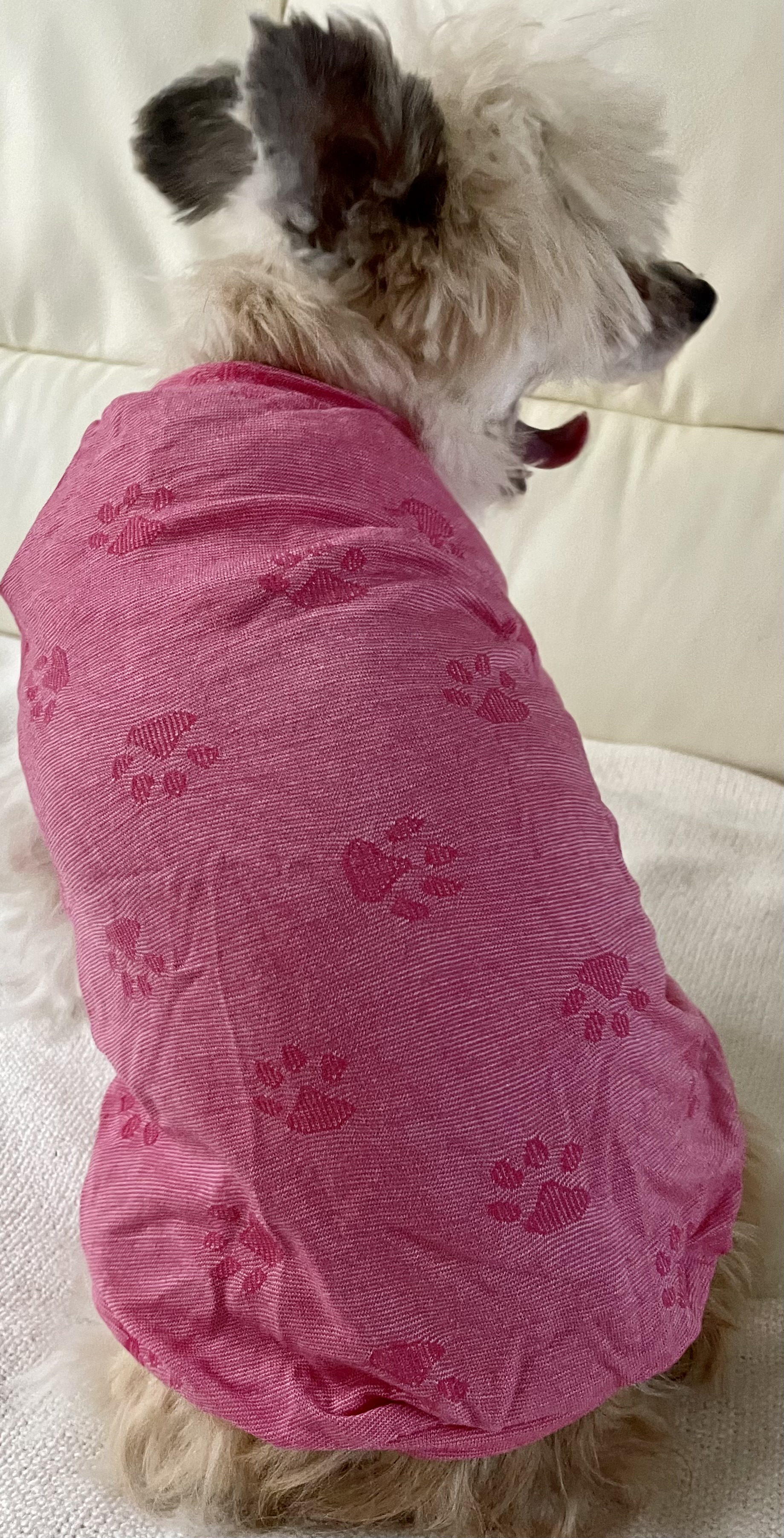 Tričko růžové pro psa tlapky 28-32cm