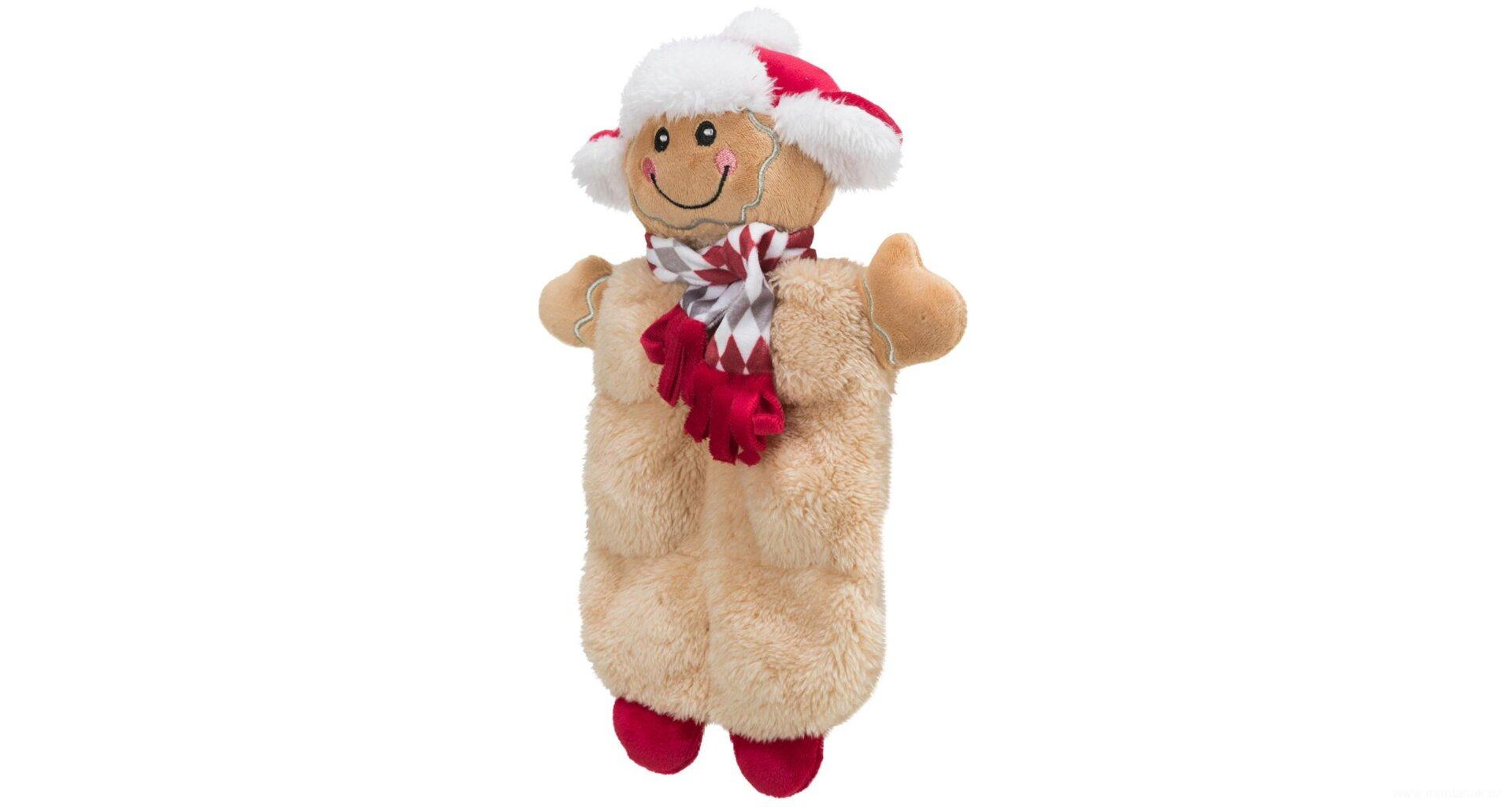 Vánoční plyšová hračka pro psa, Xmas GINGERBREAD, vánoční perníček,