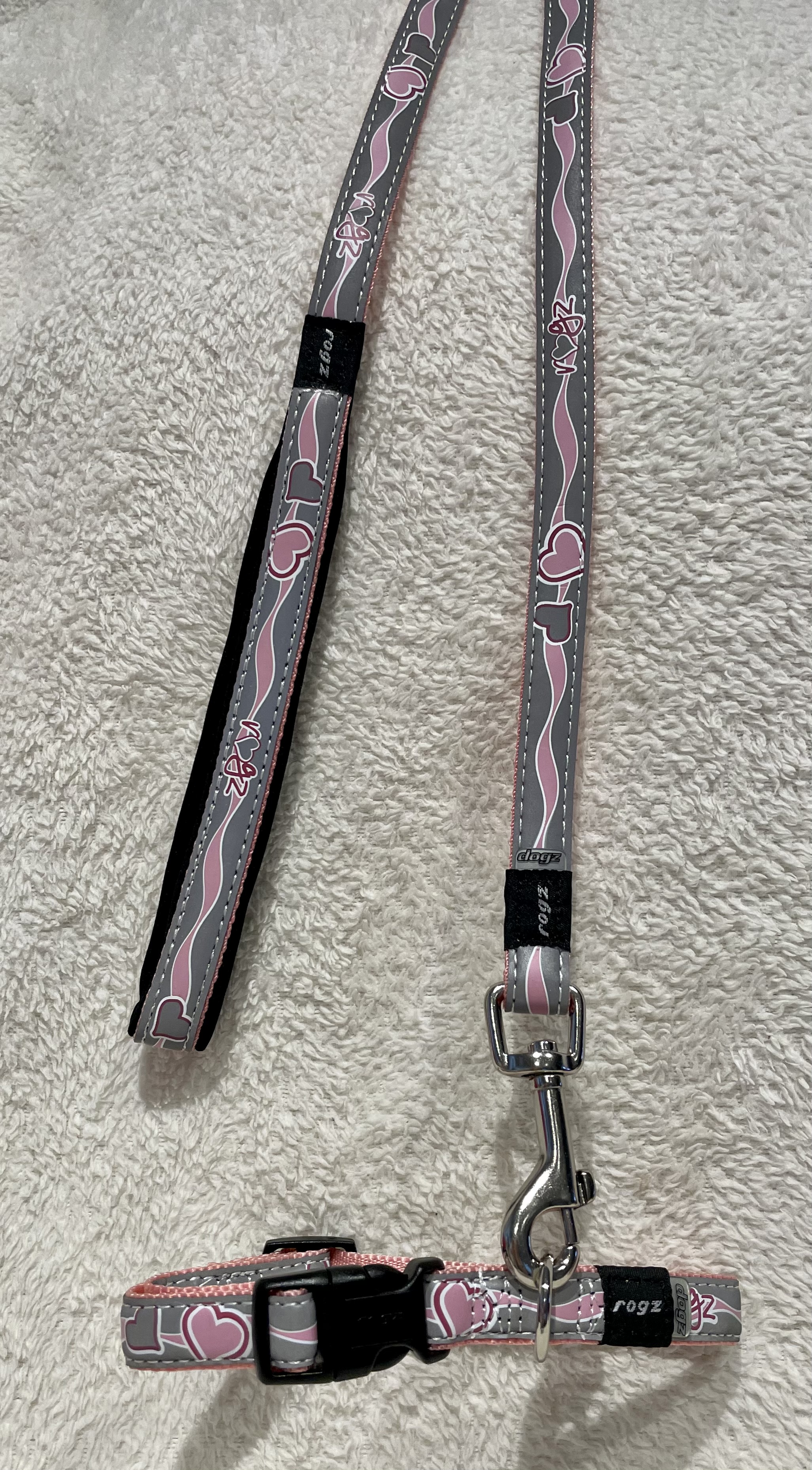 Set vodítko a obojek pro psa růžový podšitý 15mm