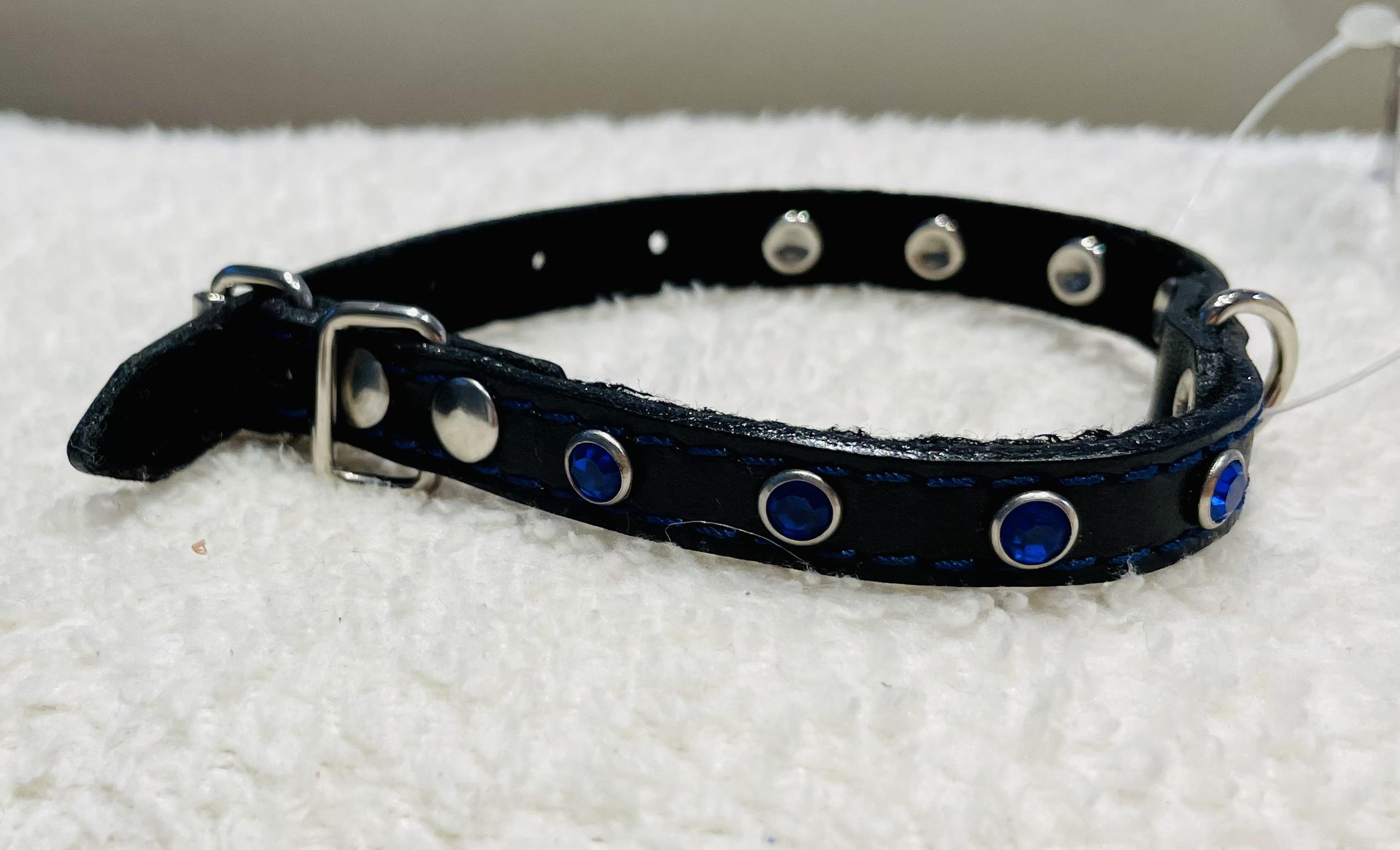 Černý obojek s kamínky pro štěně nebo malého psa 10mm