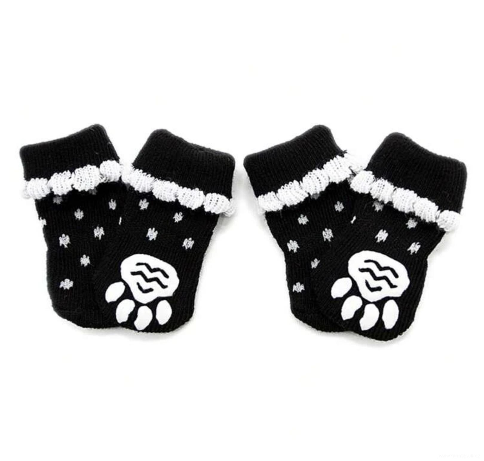 Zimní černé ponožky pro psy a kočky vel. S