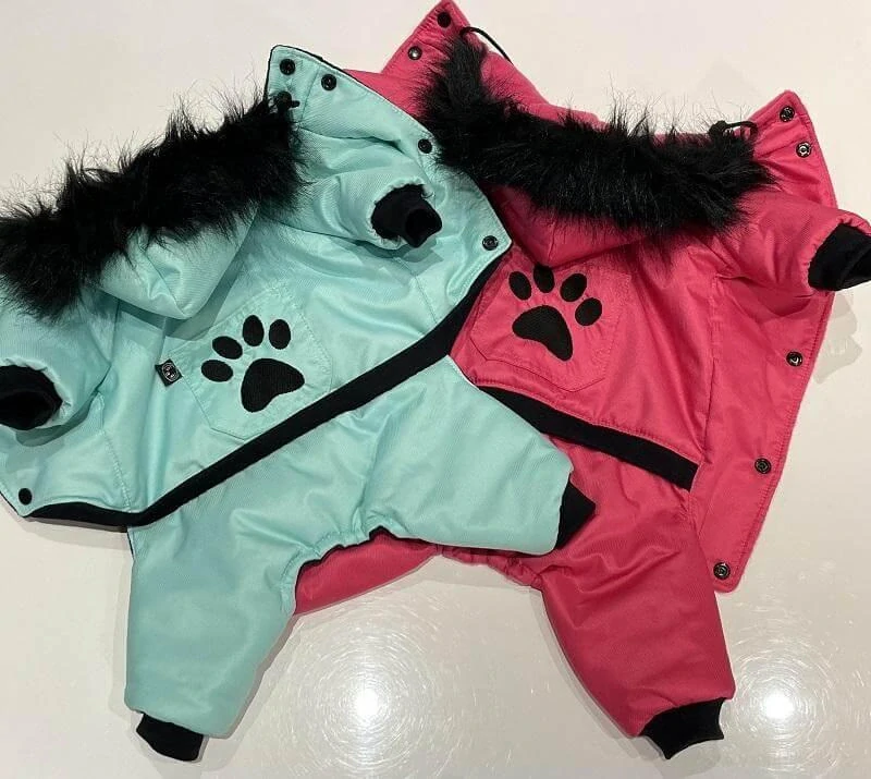 Barevná zimní kombineza pro psa 30-35cm růžová