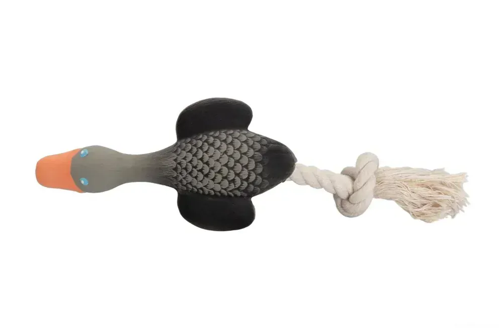 Hračky pro mini psy - pískací husa s bavlněným lanem 22cm