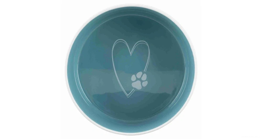 Keramická miska pro psa - Pet´s home keramická miska, krémovo/ petrolejová 0,8 l/ ø 16 cm