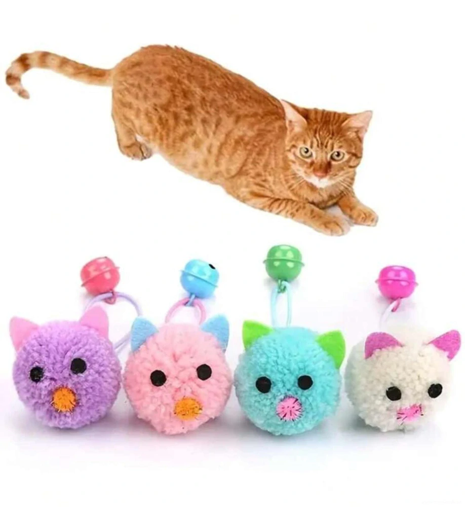 Hračka pro kočky, plyšový míček s rolničkou