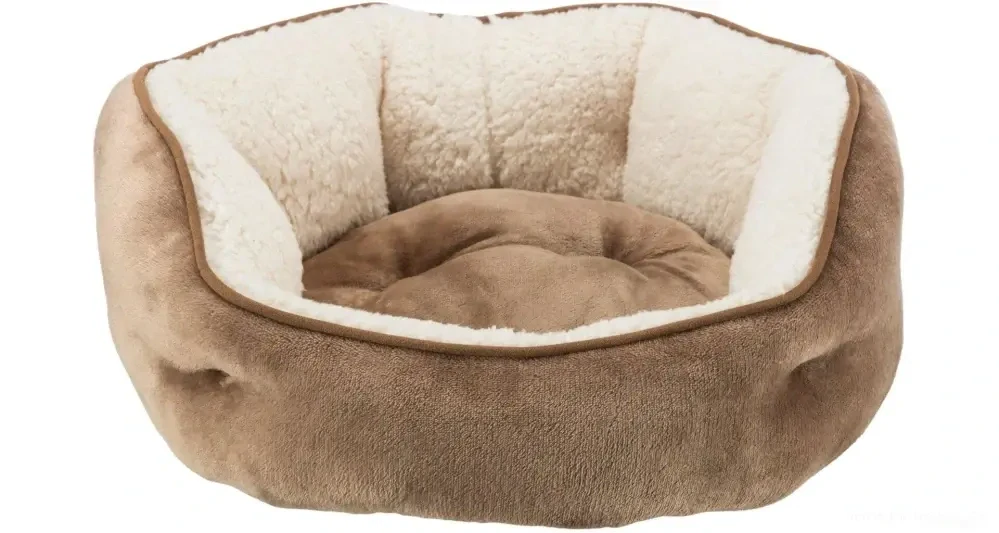 Pelech pro psa, kulatý s kožešinou 50cm, hnědo/béžový COSMA 