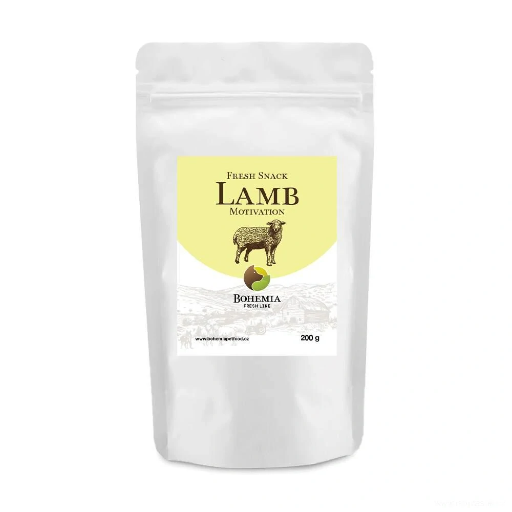 Masové pamlsky pro psy jehněčí BOHEMIA FRESH Snack LAMB motivation 200g