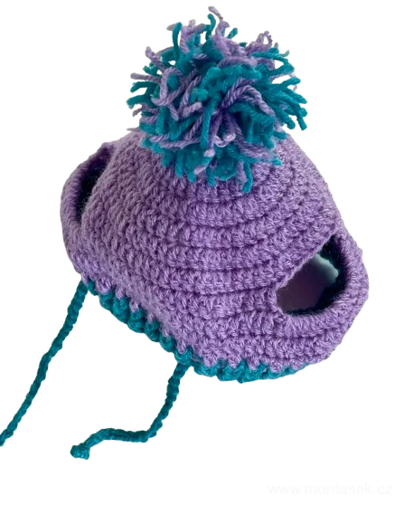 Zimní čepice pro psa s bambulí modrá 