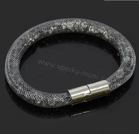 Šedý náramek s krystaly