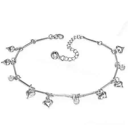 Náramek na nohu srdíčka 35