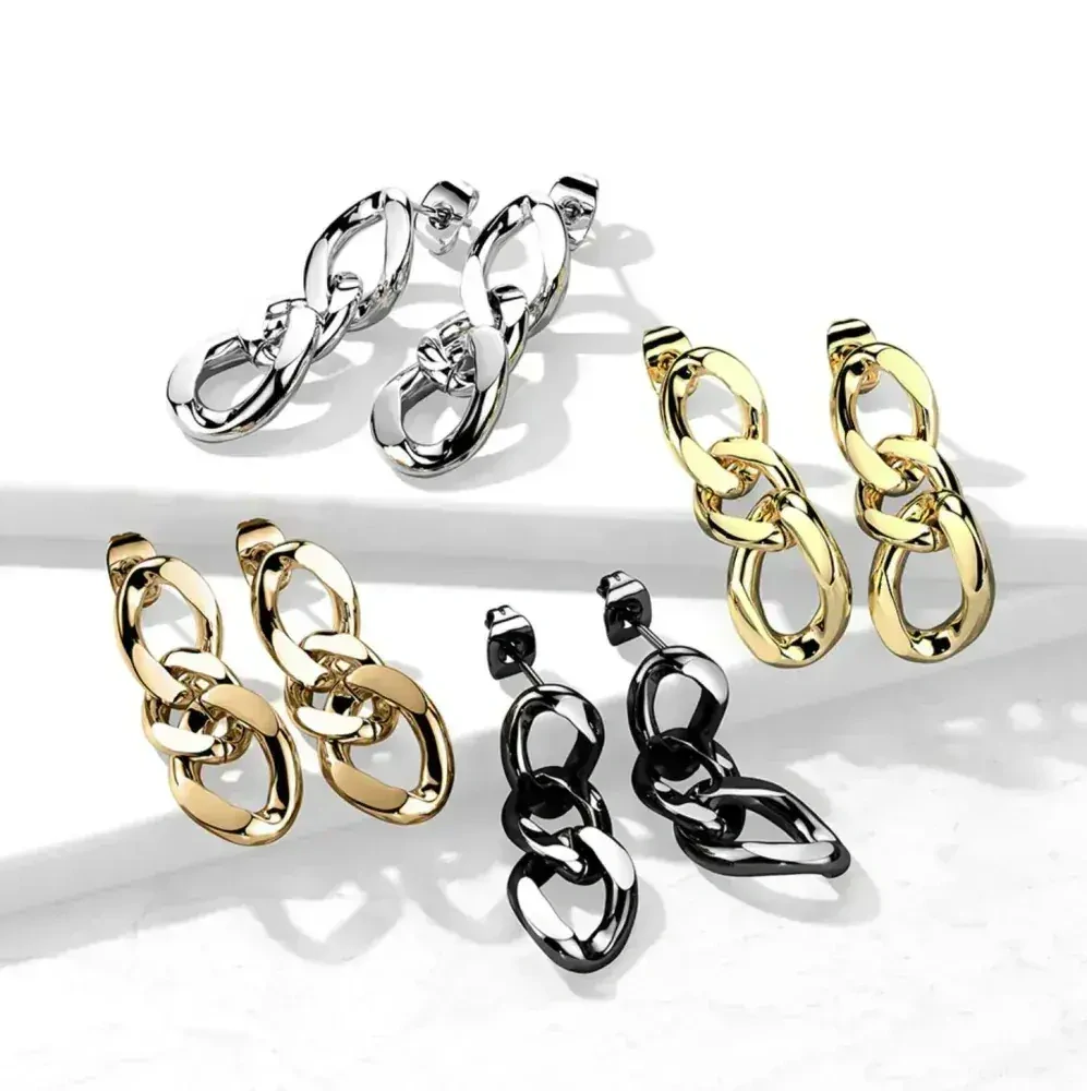 Zlacené visací ocelové náušnice