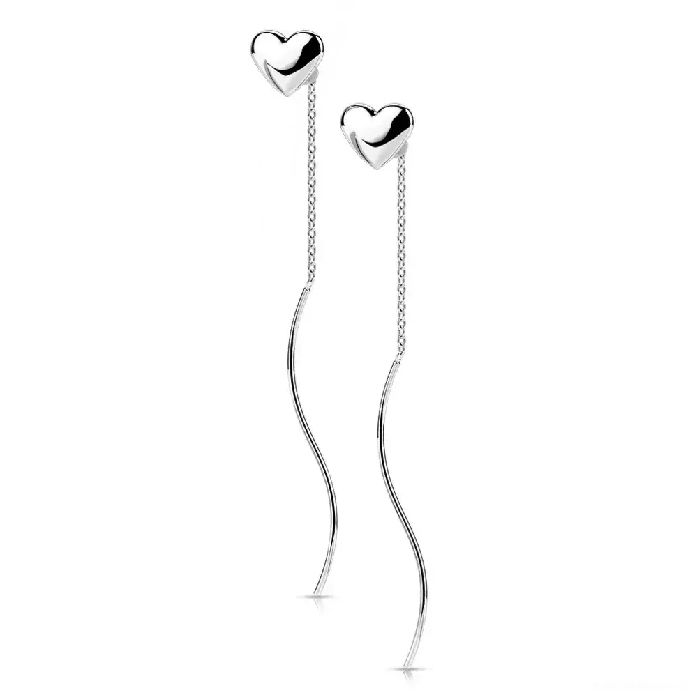 Visací řetízkové náušnice srdce