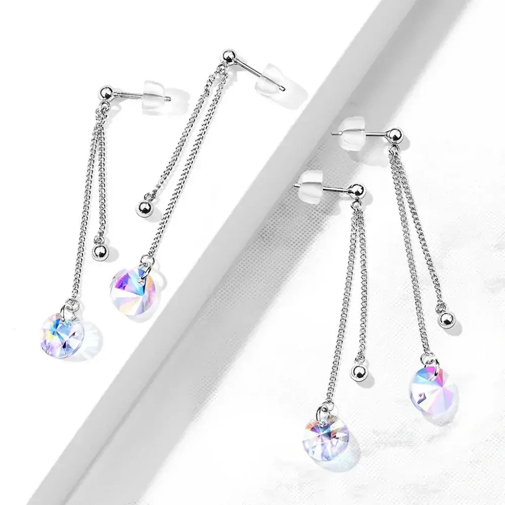 Visací náušnice s duhovými kameny