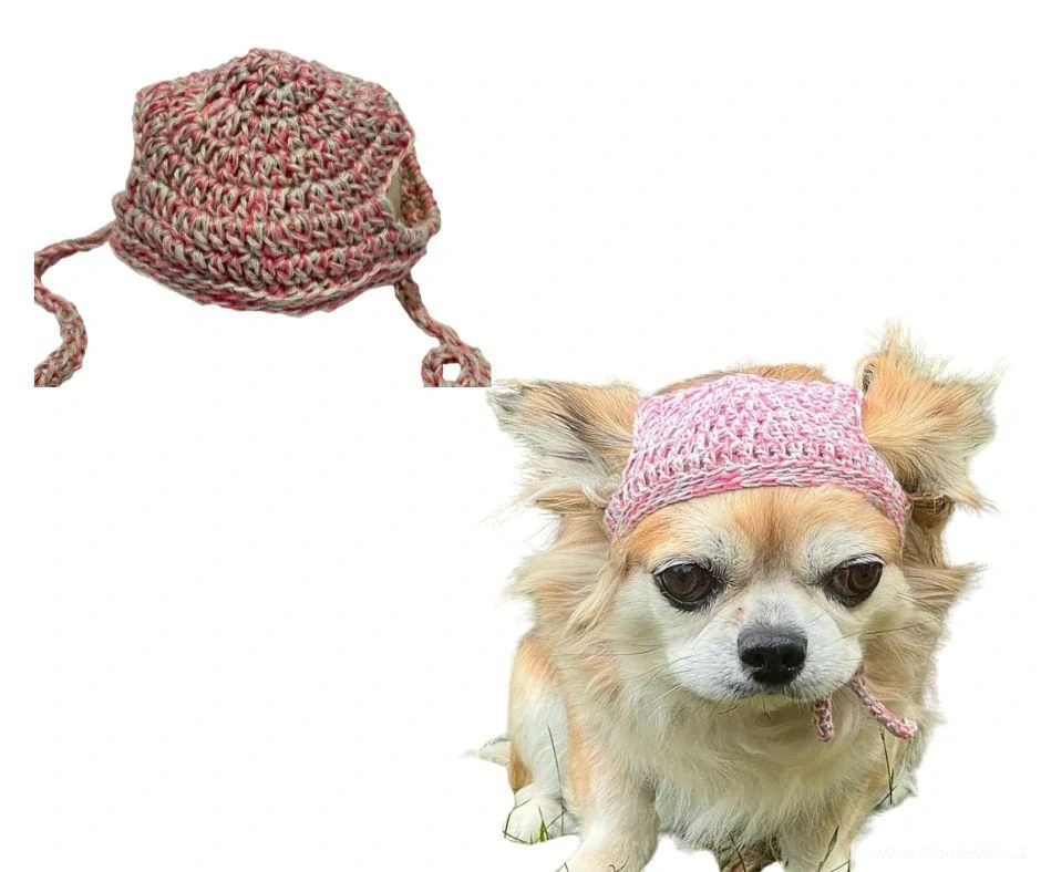 Háčkovaná čepice pro psa ruční práce