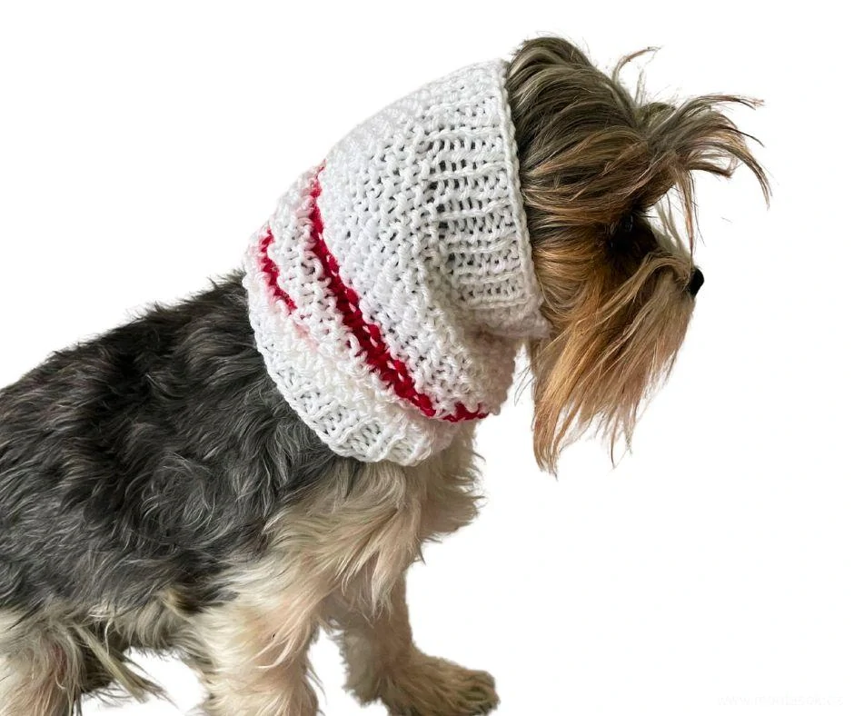 Bílý pletený nákrčník s barevným pruhem – Monťásek