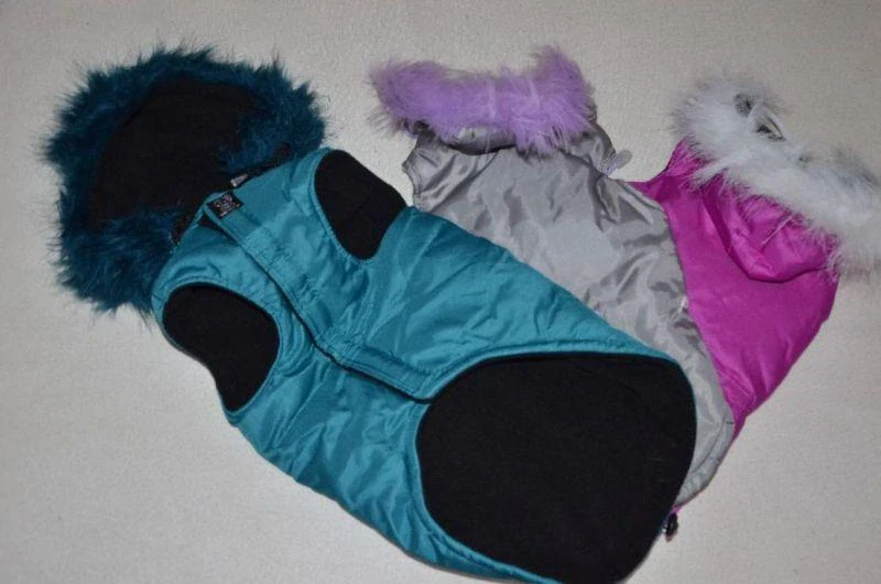 Zimní vesta pro psa s kapucí 36-41cm petrolejová