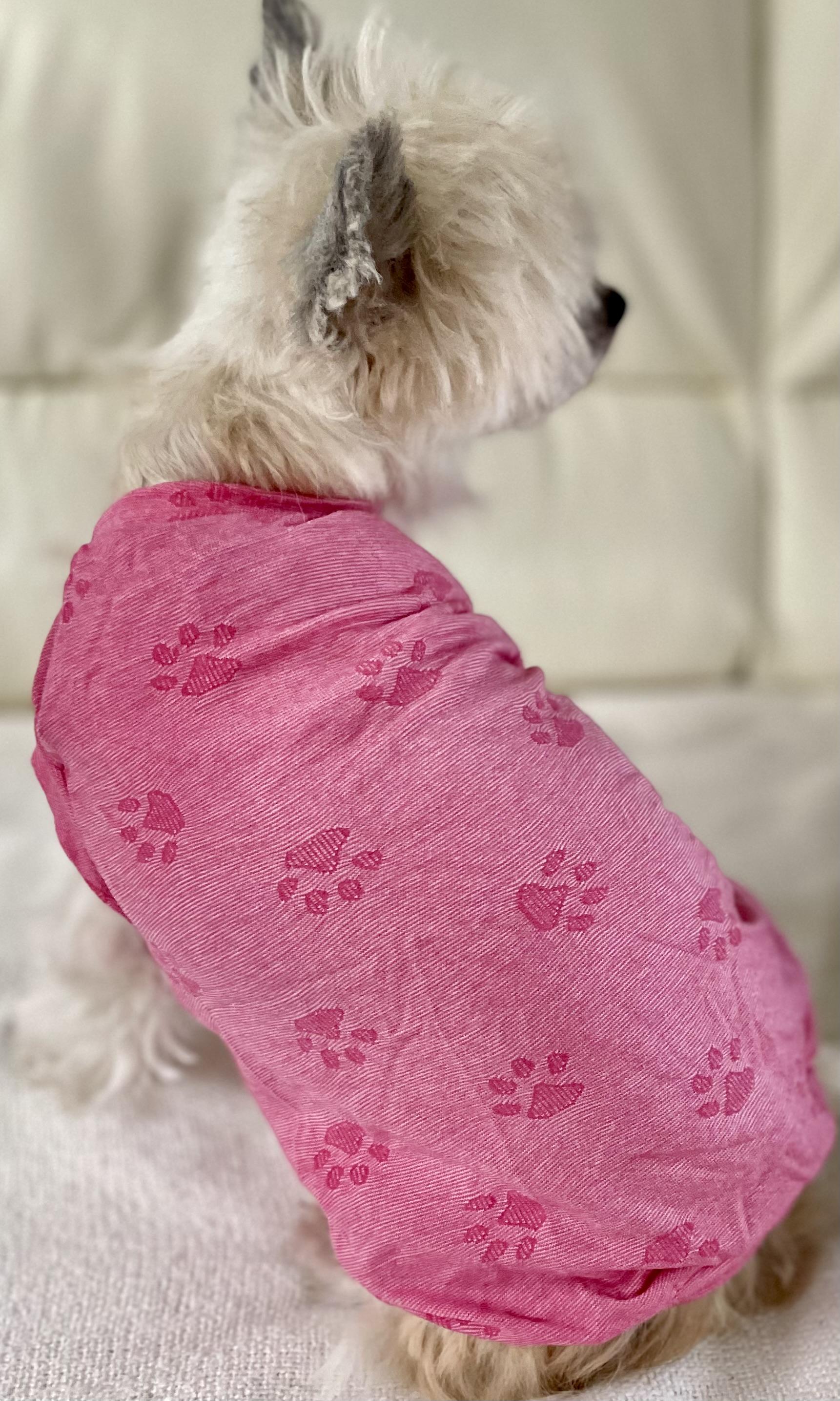 Tričko růžové pro psa tlapky 28-32cm