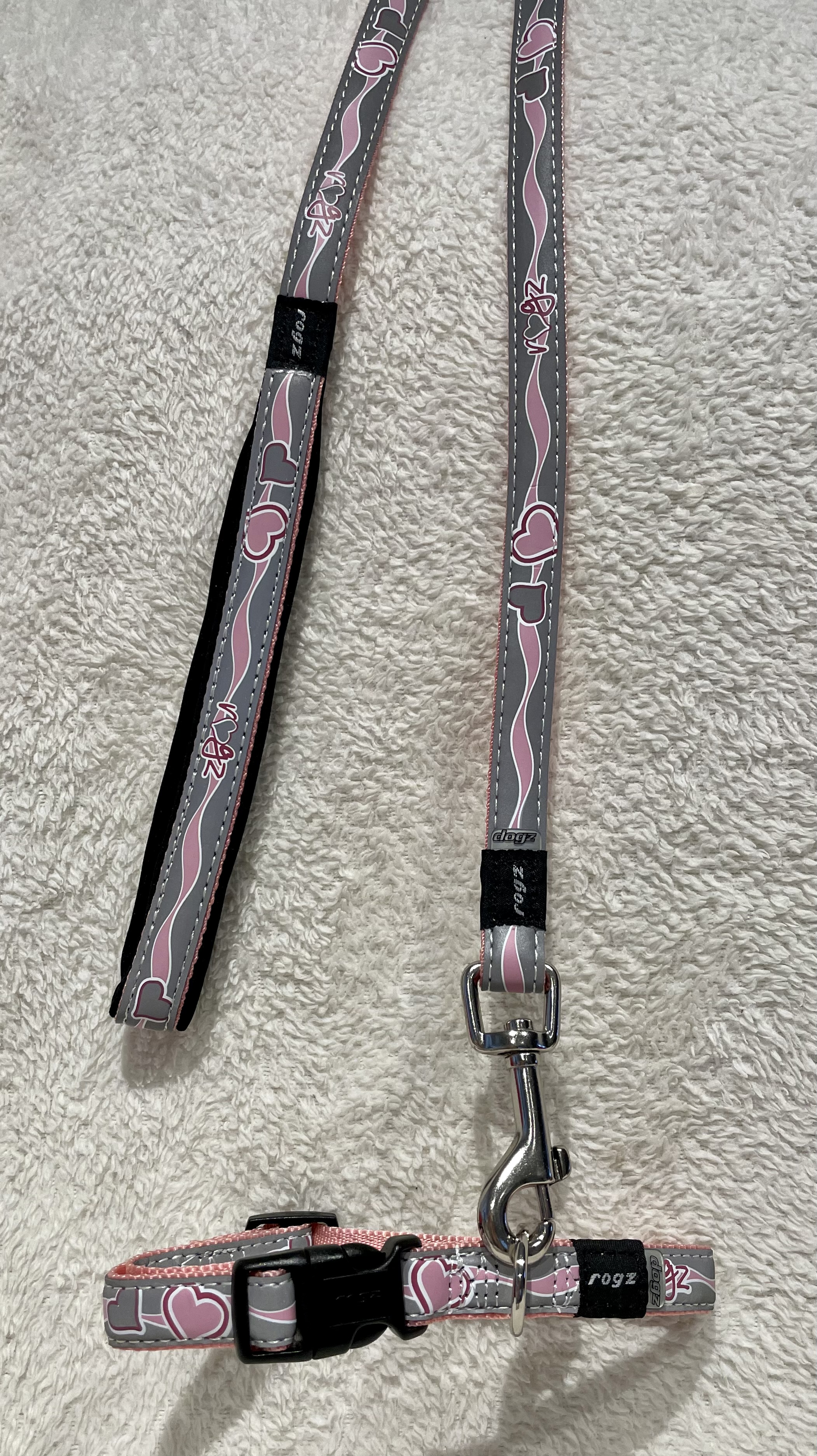 Set vodítko a obojek pro psa růžový podšitý 15mm