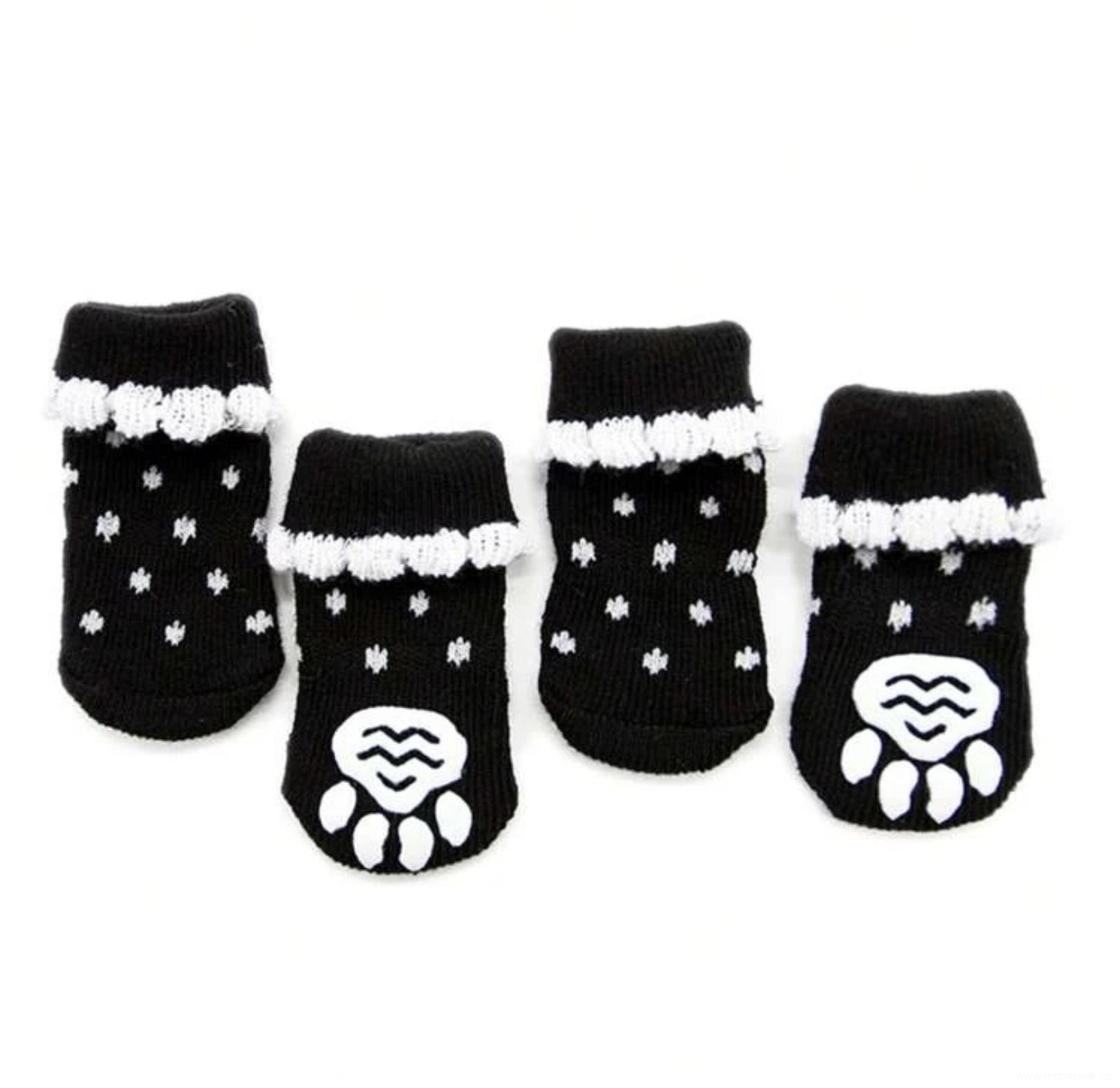 Zimní černé ponožky pro psy a kočky vel. S