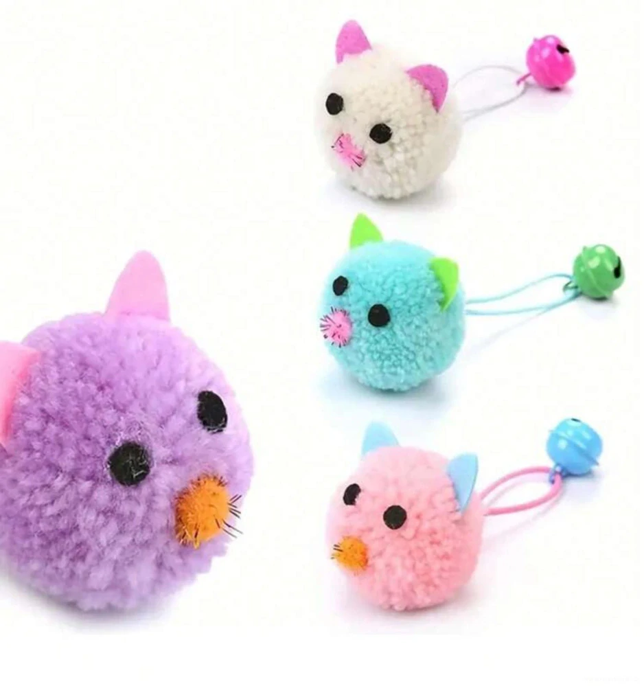 Hračka pro kočky, plyšový míček s rolničkou