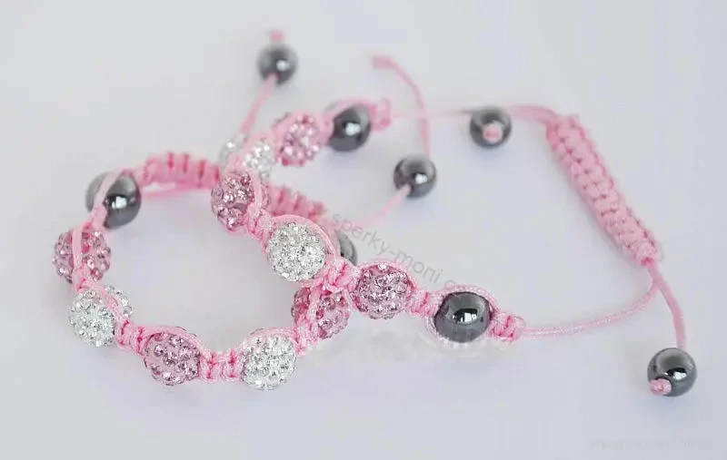 Náramek dětský Shamballa růžový 69