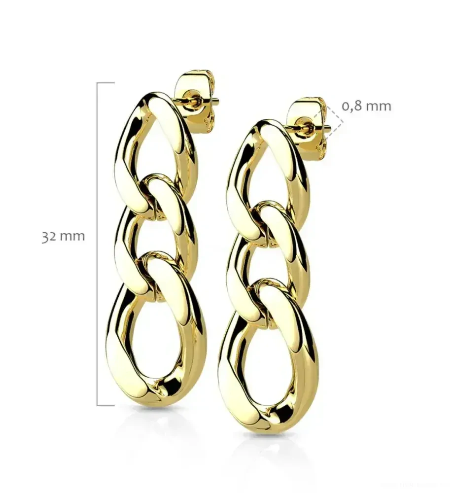 Zlacené visací ocelové náušnice