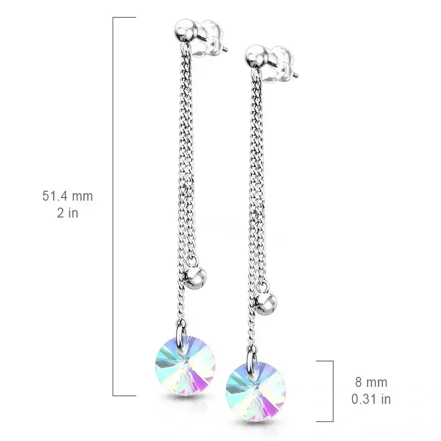 Visací náušnice s duhovými kameny