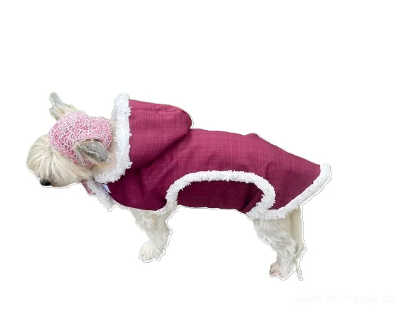 Zimní vesta pro fenky s kožíškem tyrkysová s tlapkou