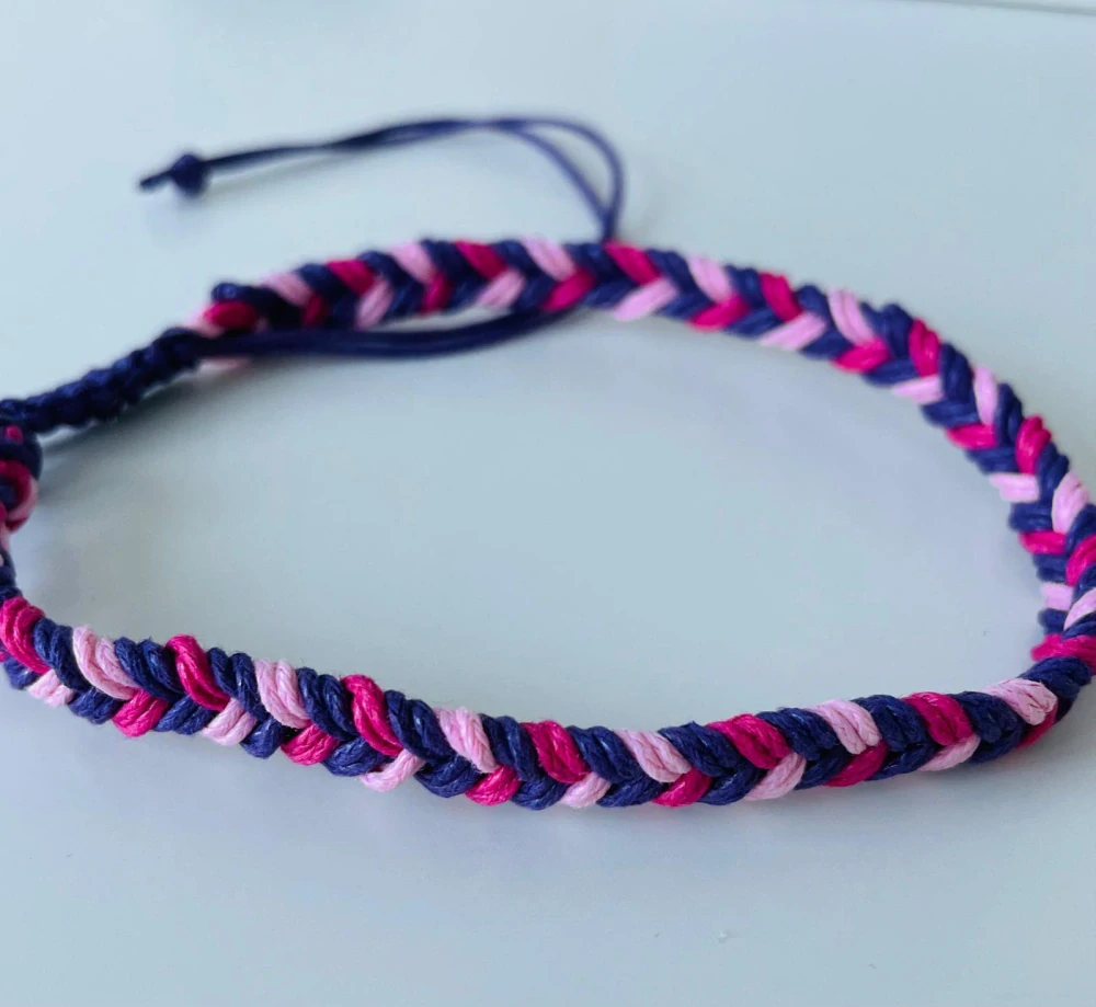 Macrame náramek pro malého psa nebo paničku růžový