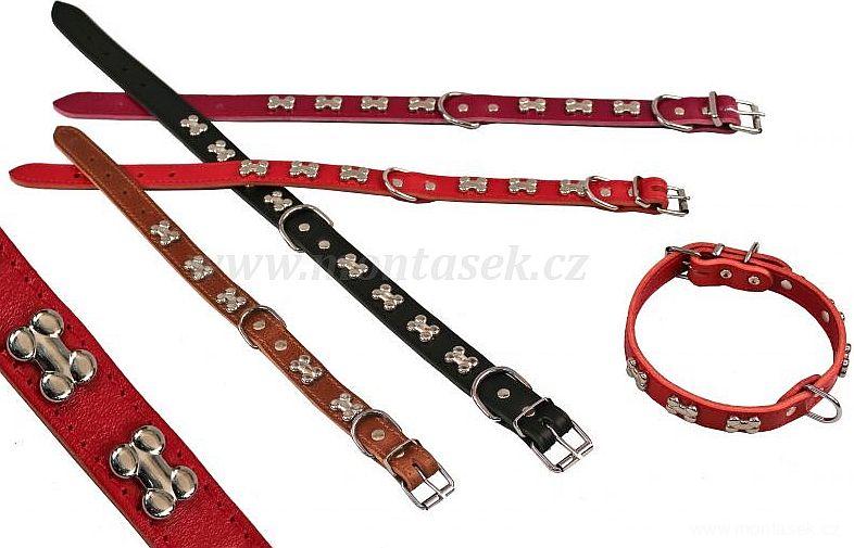 Kožený obojek zdobený - kostičky 20mm černé