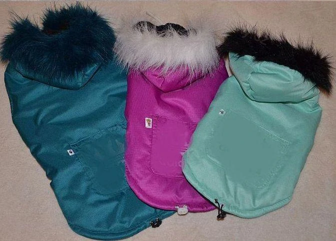 Zimní vesta pro psa s kapucí 36-41cm petrolejová