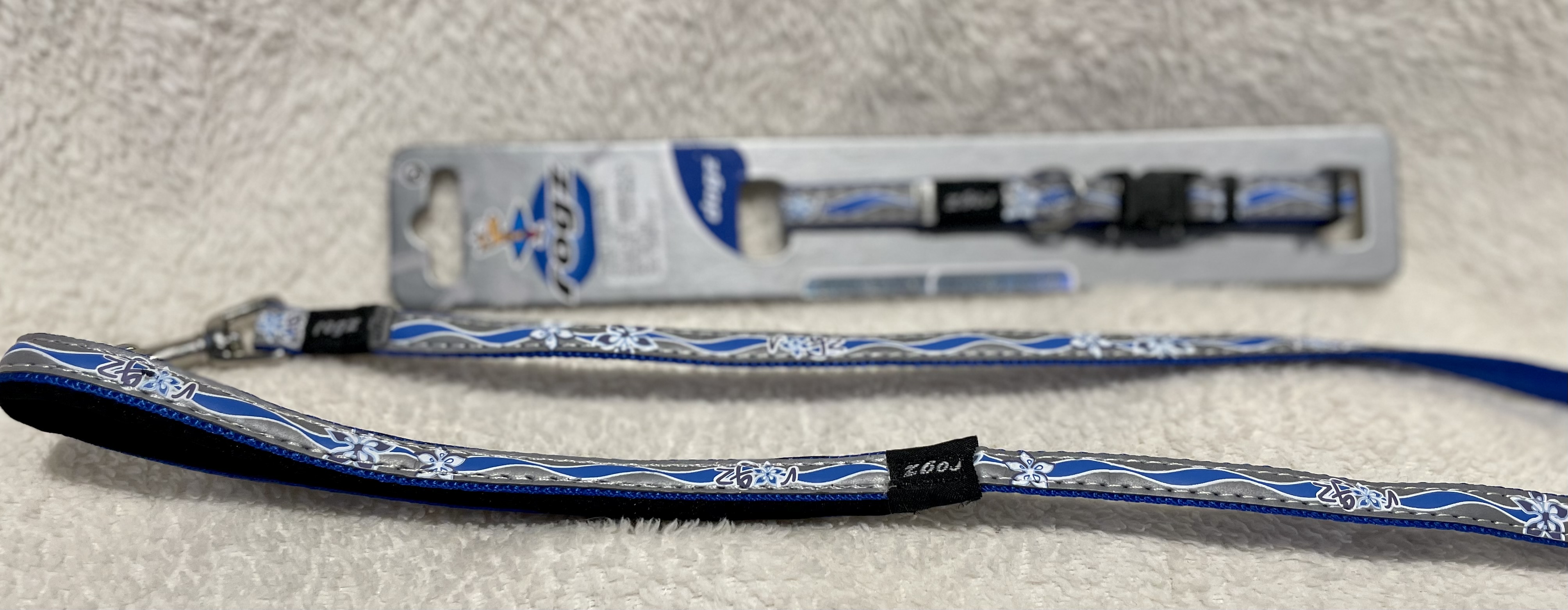 Set vodítko a obojek modrý podšitý, pro malé psy 10mm