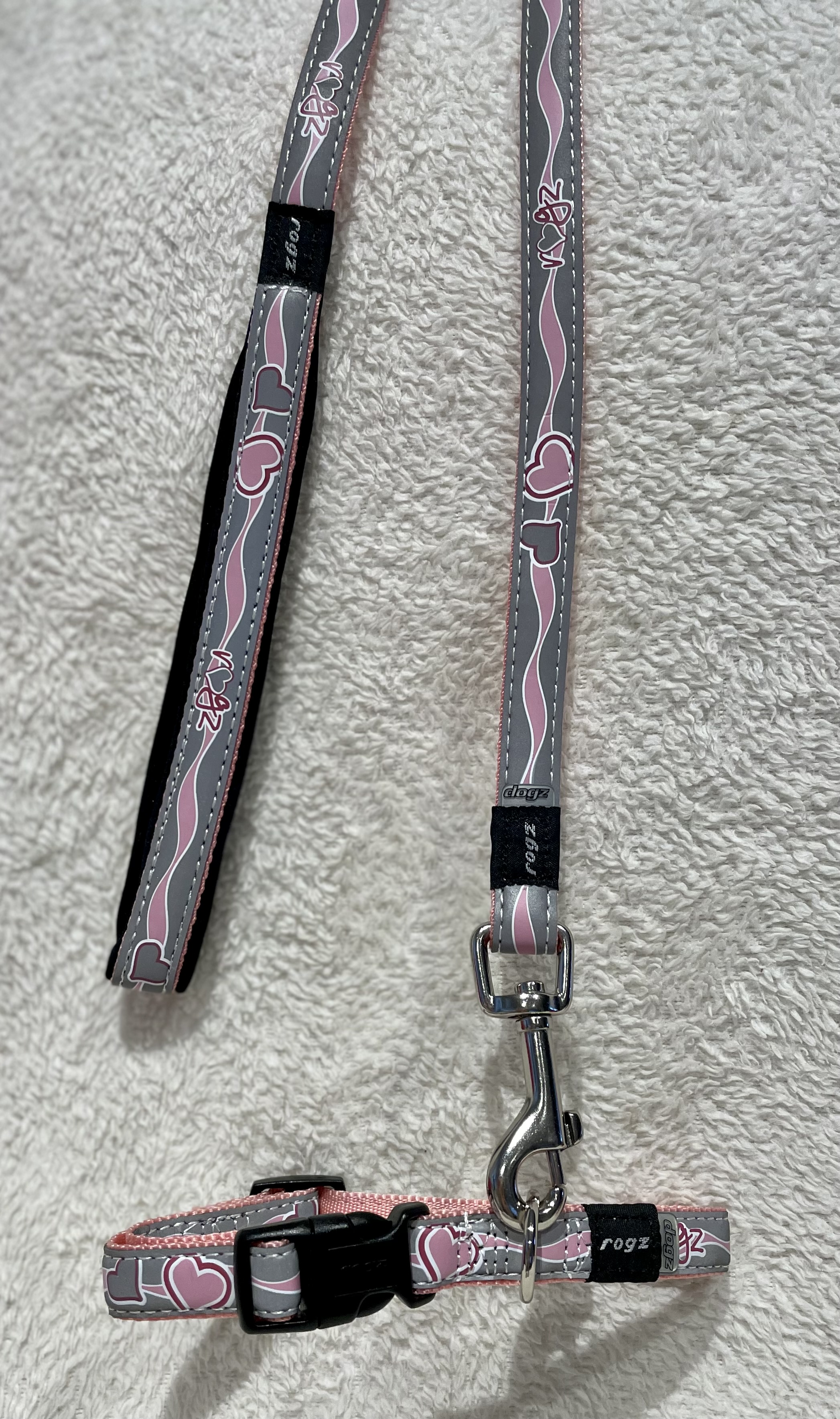 Set vodítko a obojek pro psa růžový podšitý 15mm