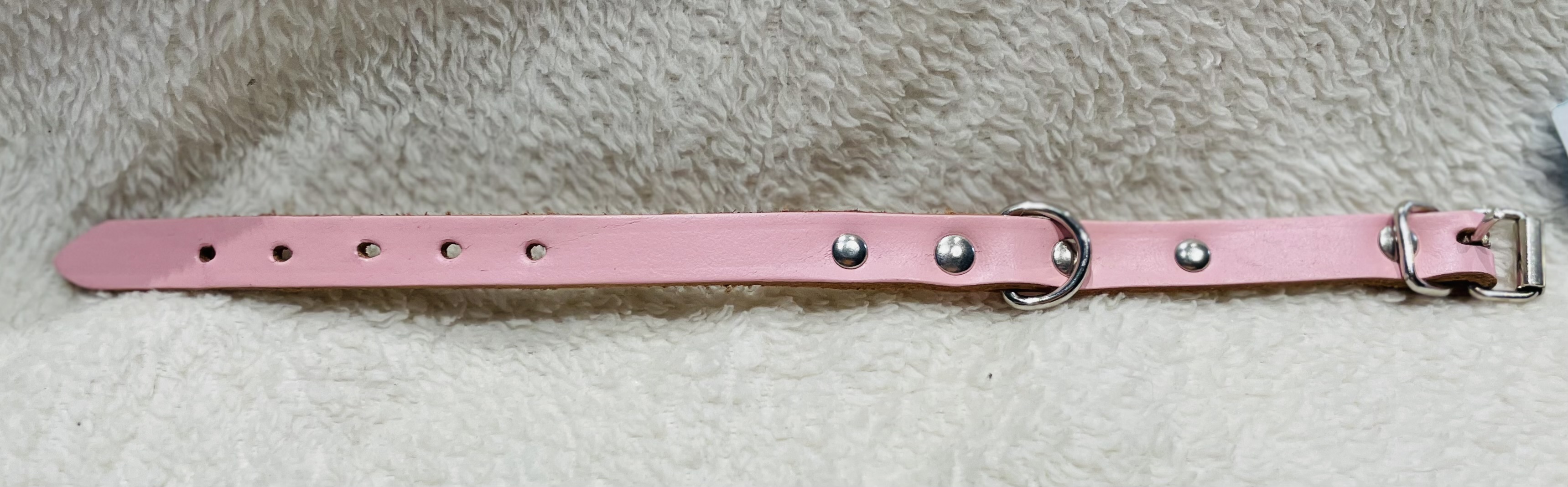 Kožený obojek růžový pro štěně 12mm