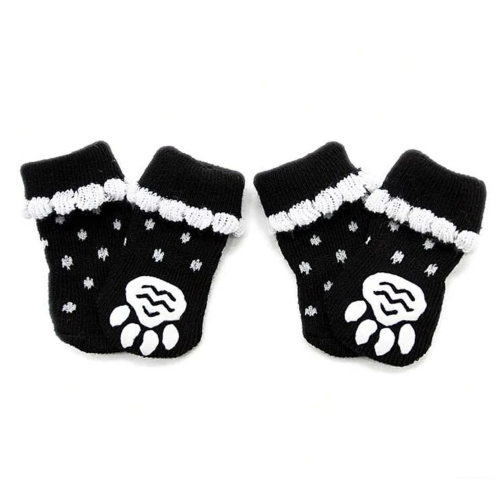 Zimní černé ponožky pro psy a kočky vel. S