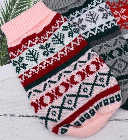 Růžový svetr pro psa norský vzor 36cm