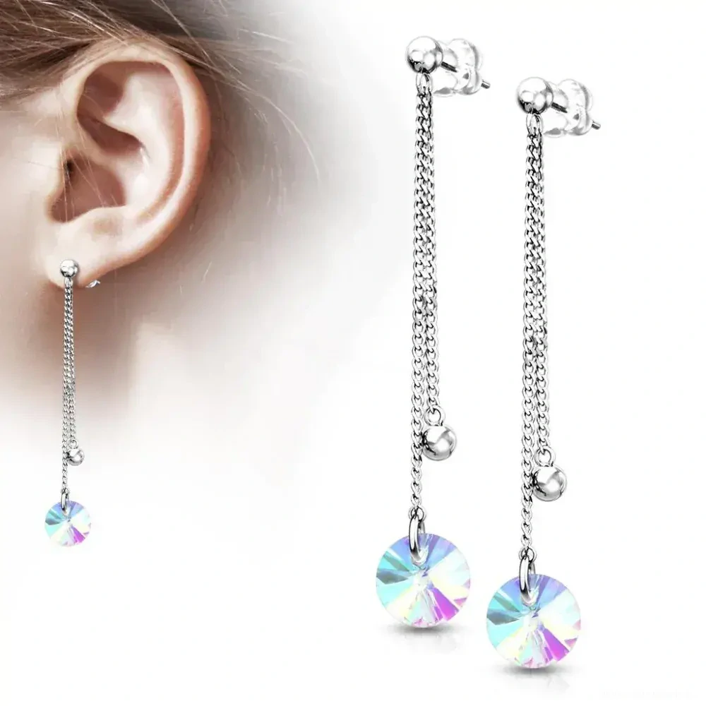 Visací náušnice s duhovými kameny