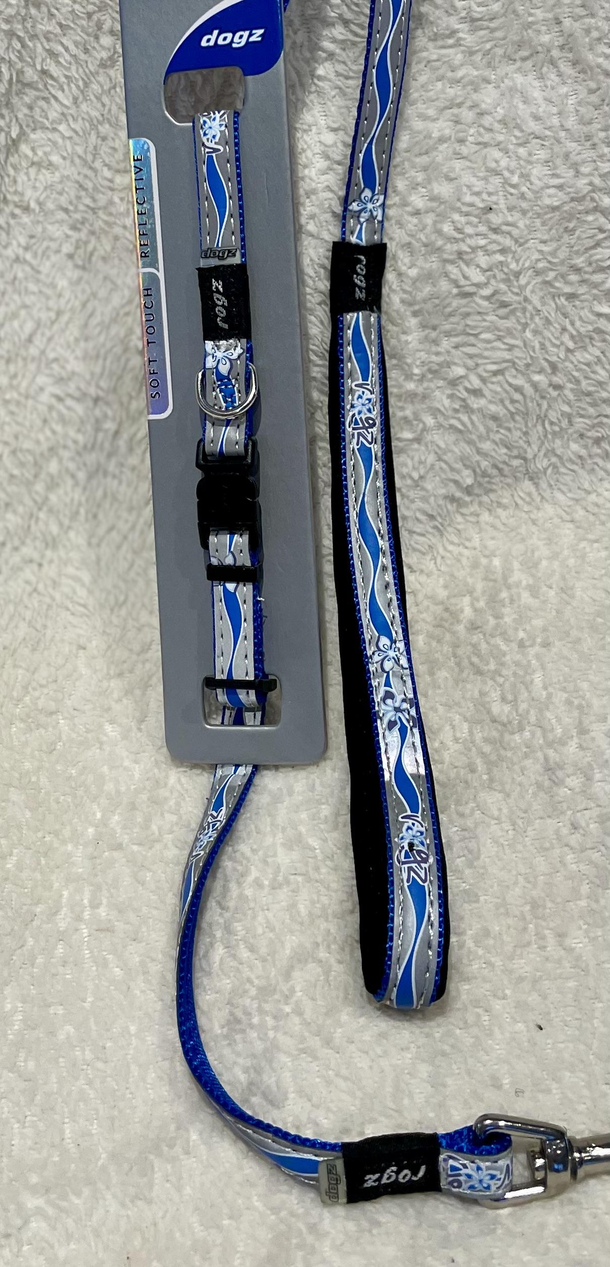 Set vodítko a obojek modrý podšitý, pro malé psy 10mm