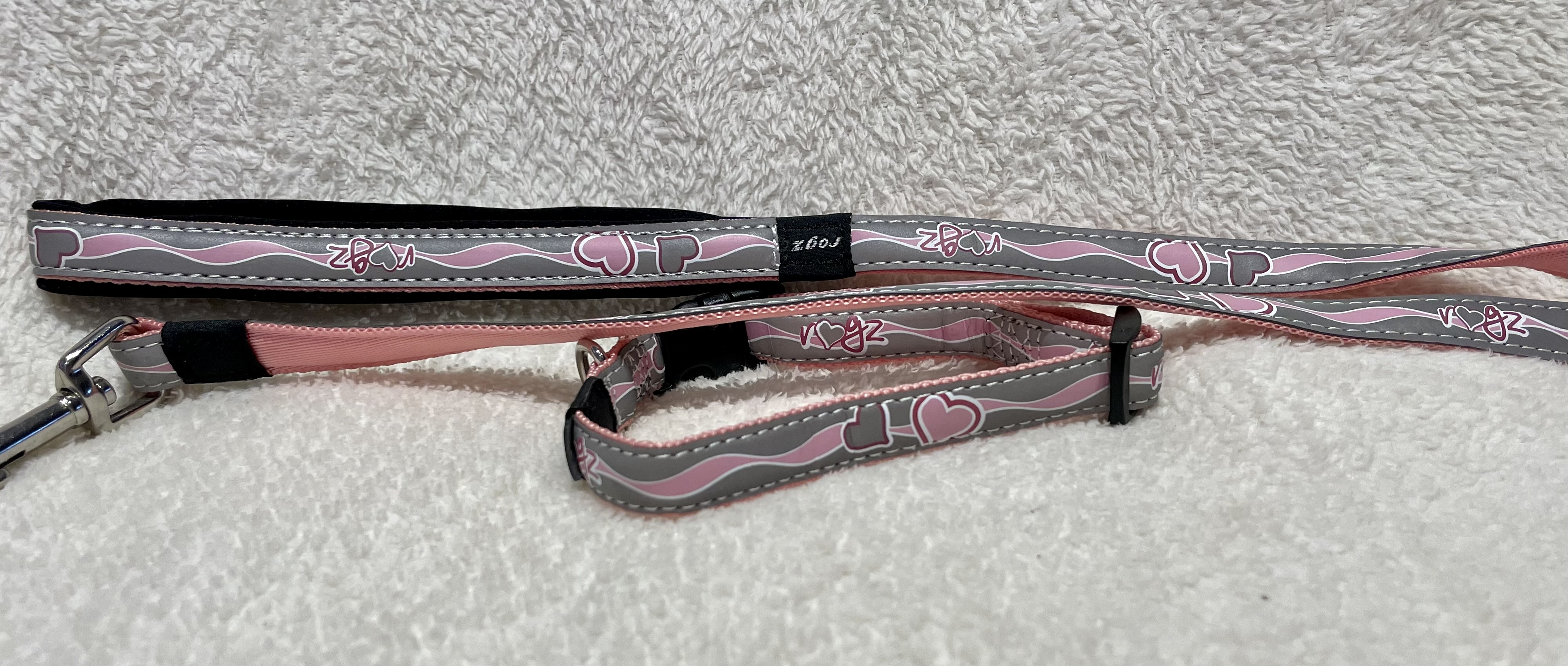 Set vodítko a obojek pro psa růžový podšitý 15mm