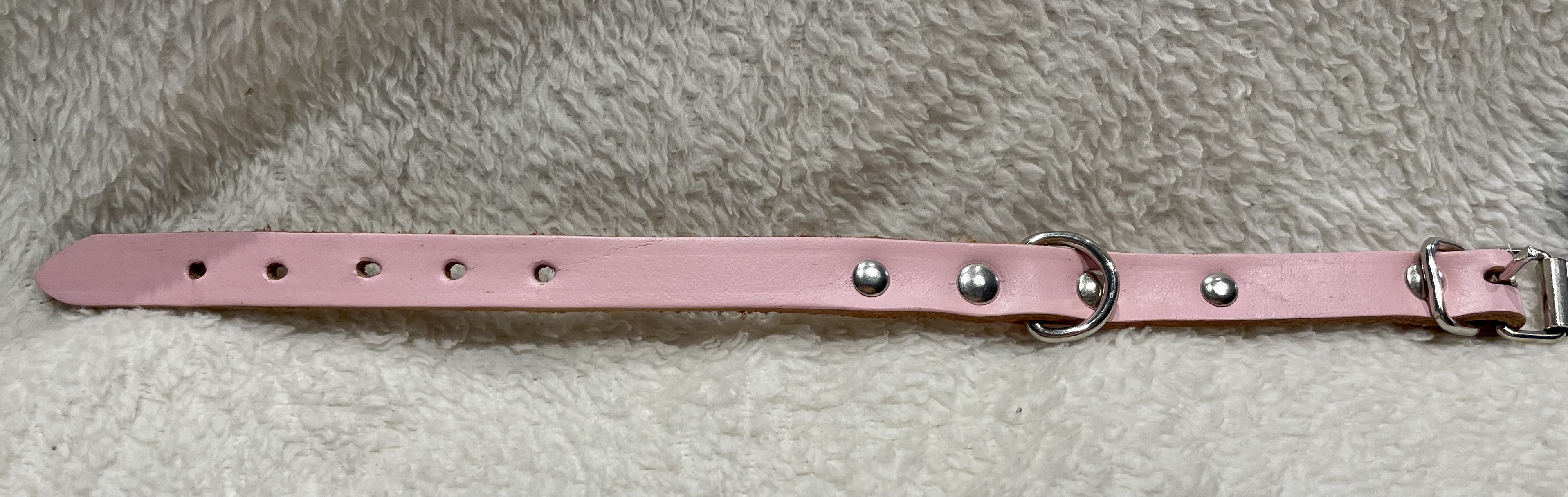 Kožený obojek růžový pro štěně 12mm