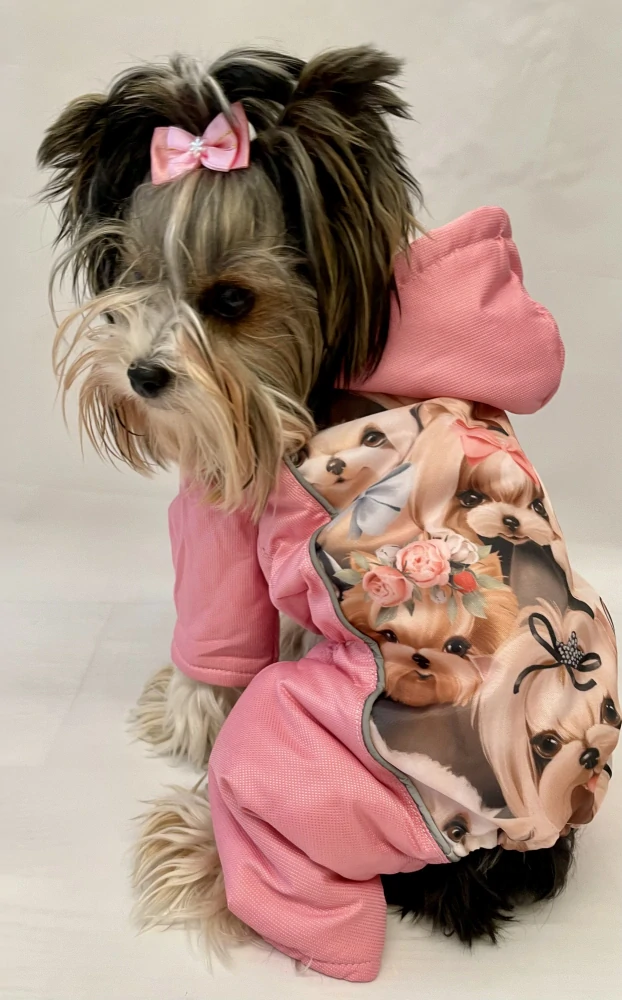 Růžová zimní kombineza pro fenky 25-29cm